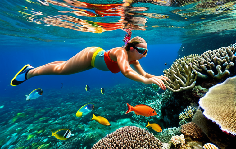 Anse Chastanet Snorkeling Scene**

"A family-friendly scene of people snorkeling in the clear waters of Anse Chastanet, St. Lucia. Colorful fish and coral are visible. The snorkelers are fully clothed in appropriate swimwear. The image showcases the beauty of the reef. Safe for work, appropriate content, professional photography, perfect anatomy, natural proportions, well-formed hands, proper finger count, modest and safe activity, fully clothed."

**