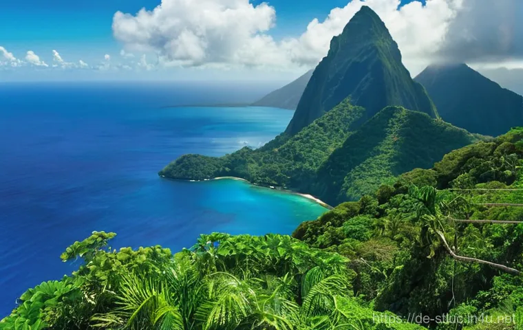 세인트루시아에서 은퇴 생활 - **Prompt:** A vibrant and bustling open-air local market in St. Lucia, filled with an abundance of c...