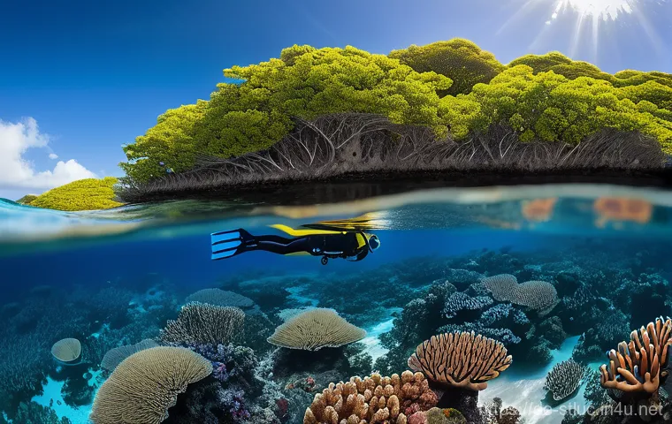 세인트루시아에서의 다이빙 자격증 - A breathtaking underwater scene in St. Lucia's crystal-clear, warm waters. The foreground features a...