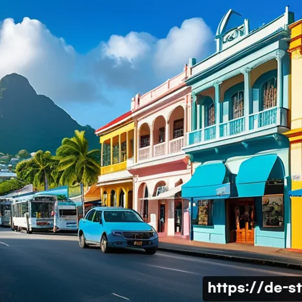세인트루시아에서 사업하기 - A vibrant business district scene in Castries, St. Lucia, showcasing modern office buildings with Ca...